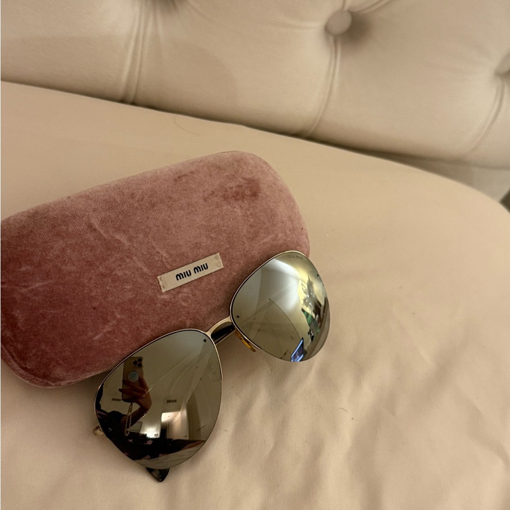 Miu Miu Gold Sunglasses with Pink Case